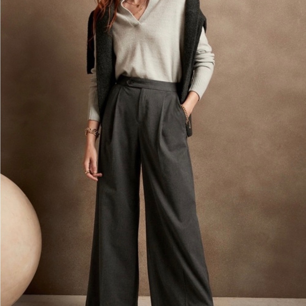 Banana Republic Wide-Leg Button-Tab Flannel Pants 14